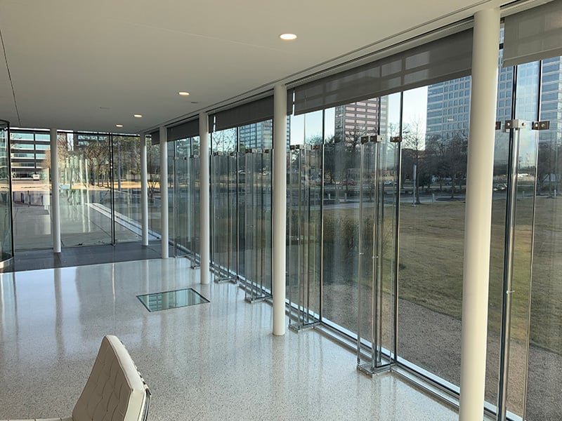 An example of freestanding backglazing to provide protection from ballistic threats