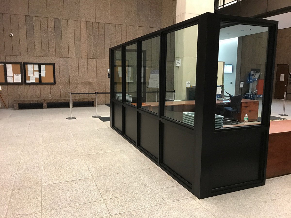 An example of ballistic glass installed by security experts in a government building