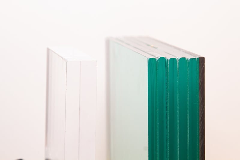 side view of bulletproof glass