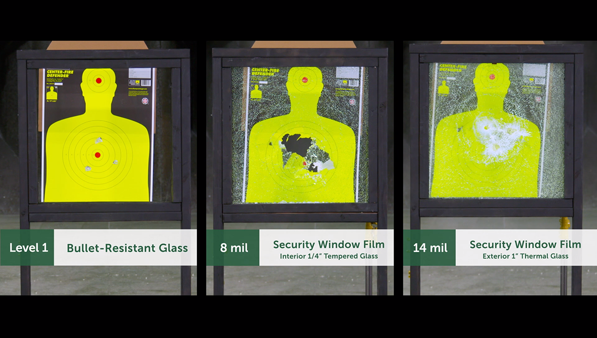 Bullet-resistant Glass VS Film Side-by-side