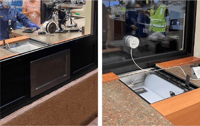 An image showing a transaction drawer equipped with bullet-resistant materials