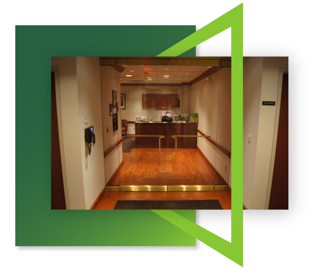 Bullet-resistant glass doors, one type of bullet proof doors, that complement the space where they're installed