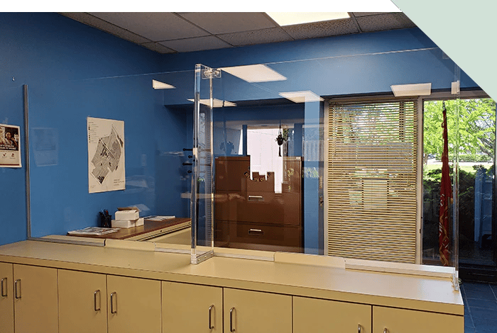 An example of a reach guard countertop installation designed for seamless integration with an existing environment